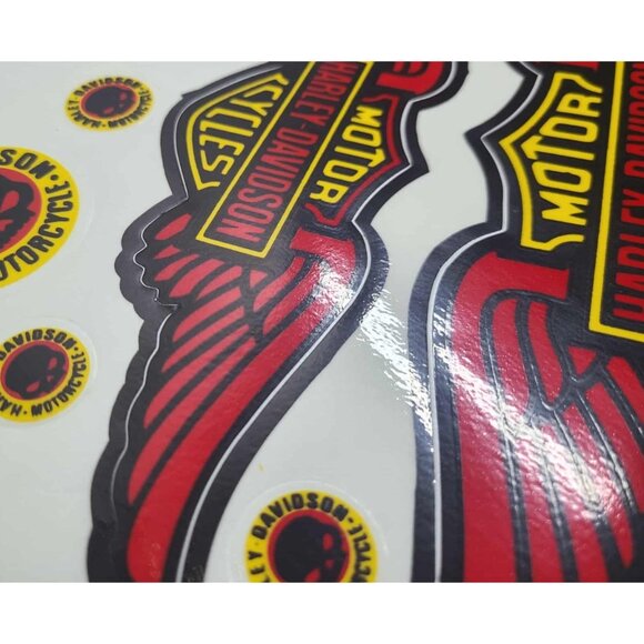 Harley Davidson Weather Resistant Vinyl Sticker Decal Yellow and Red Wings 1x - Picture 3 of 3